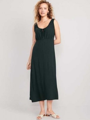 Old Navy Taille-Defined Ärmellose Tie-Front Midi Kleider Kleid Damen Dunkelgrün | 6351FQULZ