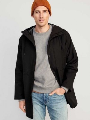 Old Navy Tech Mit Kapuze Shell Parka Mäntel Herren Schwarz | 0193MKISY