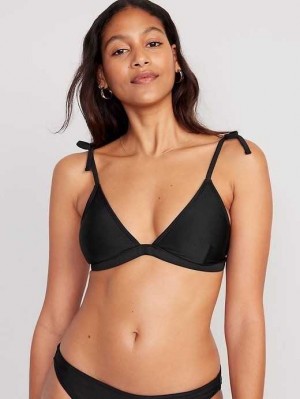 Old Navy Terry Tie-Shoulder Triangle Bikini Swim Top Badeanzüge Damen Schwarz | 2760EFRGX