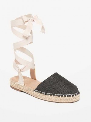 Old Navy Textil Spitze-Up Espadrilles Sandals Sandalen Damen Blackjack | 3962ZYPEW