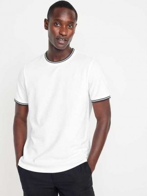 Old Navy Textured Pique T-Shirt T-shirts Herren Creme De La Creme | 5174USNOM