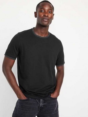 Old Navy Textured Pique T-Shirt T-shirts Herren Schwarz | 5279MYLZU