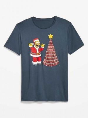 Old Navy The Simpsons Gender-Neutrale Christmas T-Shirt T-shirts Herren Tiefesgrün | 1507MKNOD