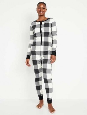 Old Navy Thermal-Knit Pajama One-Piece Pyjama Damen Schwarz | 1789NAQKF