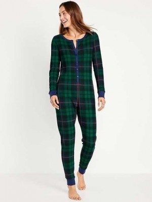Old Navy Thermal-Knit Pajama One-Piece Pyjama Damen Schwarz | 7649KNBEF
