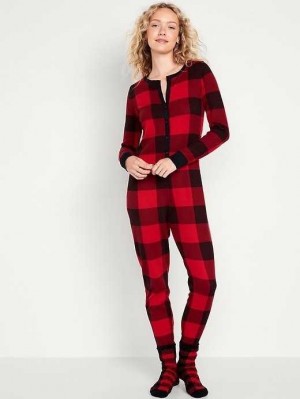 Old Navy Thermal-Knit Pajama One-Piece Pyjama Damen Rot | 1275AJCNY
