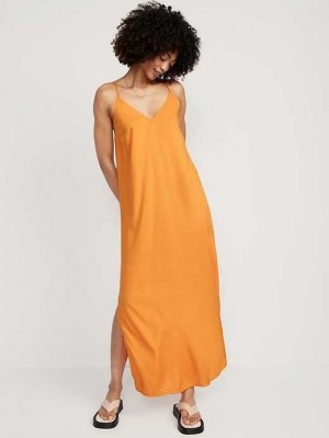 Old Navy Tie-Back Maxi Slip Kleider Kleid Damen Wild Papaya | 5098RICTA