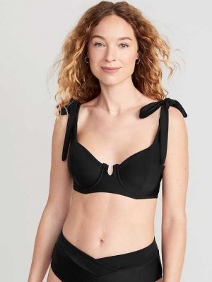Old Navy Tie-Shoulder Underwire Bikini Swim Top Badeanzüge Damen Schwarz | 1635WLQYP