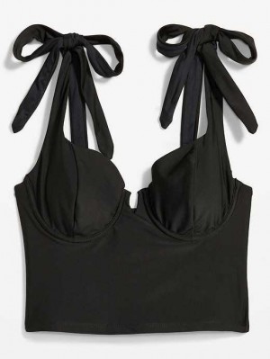 Old Navy Tie-Shoulder Underwire Tankini Swim Top Badeanzüge Damen Schwarz | 7821XDYSP