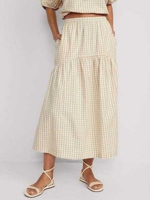 Old Navy Tiered Gingham Maxi Skirt GolfSkirts Damen Gingham | 1085MJNVZ