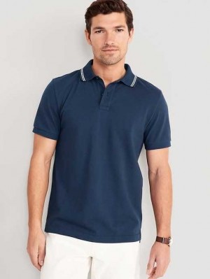 Old Navy Tipped-Collar Klassische Fit Pique Polo Polo Shirts Herren Obscure Night | 6428IJQSW