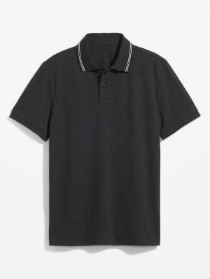 Old Navy Tipped-Collar Klassische Fit Pique Polo Polo Shirts Herren Blackjack | 8751PNKUT