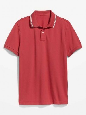 Old Navy Tipped-Collar Klassische Fit Pique Polo Polo Shirts Herren Rosa | 1690HOECW