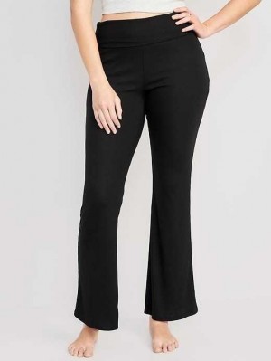 Old Navy UltraLite Foldover-Taille Flare Lounge Pants Pyjama Damen Schwarz | 7235PAHUK