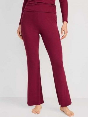 Old Navy UltraLite Foldover-Taille Flare Lounge Pants Pyjama Damen Rot Bordeaux | 7803MSDLN