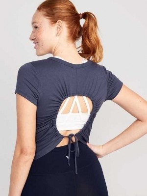 Old Navy UltraLite Open-Back Rib-Knit T-Shirt Lauftop Damen Volcanic Glass | 3148JXQNR