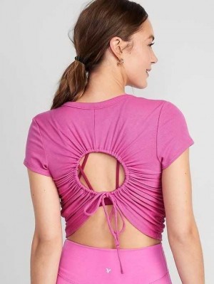 Old Navy UltraLite Open-Back Rib-Knit T-Shirt Lauftop Damen Diaphanous | 8210QMKCW