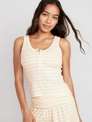 Old Navy UltraLite Rib-Knit Henley Lounge Tank Top Pyjama Damen Rosa Blau | 4356VRPLB