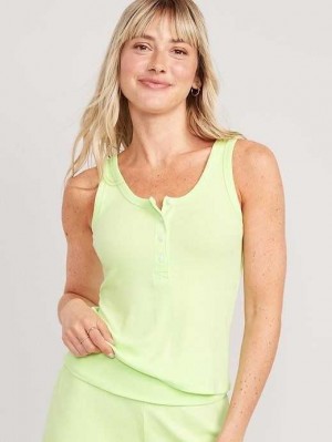 Old Navy UltraLite Rib-Knit Henley Lounge Tank Top Pyjama Damen Soft Limon | 8063UBWOD