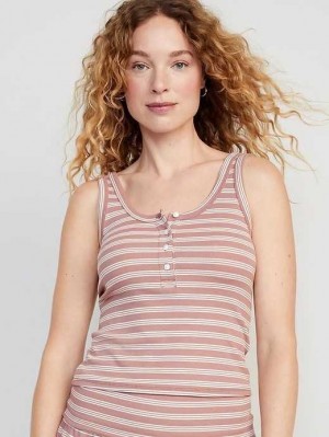 Old Navy UltraLite Rib-Knit Henley Lounge Tank Top Pyjama Damen Braun | 9265WYKSA