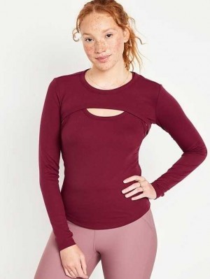 Old Navy UltraLite Rib-Knit Layering Shrug Top Lauftop Damen Dunkelrot | 2091BODNL