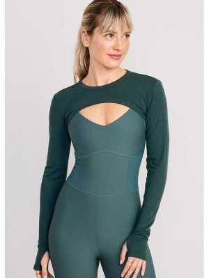 Old Navy UltraLite Rib-Knit Layering Shrug Top Lauftop Damen Tiefesgrün | 8537AZKQU