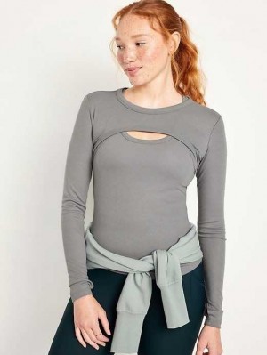 Old Navy UltraLite Rib-Knit Layering Shrug Top Lauftop Damen Cinder Smoke | 8930TXZPK