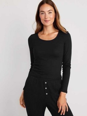 Old Navy UltraLite Rib-Knit Pajama Top Pyjama Damen Schwarz | 0514BCKWU