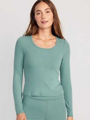 Old Navy UltraLite Rib-Knit Pajama Top Pyjama Damen Grün | 0672WVGJP