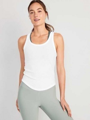 Old Navy UltraLite Rib-Knit Racerback Tank Top Lauftop Damen Weiß | 4018MXNTH