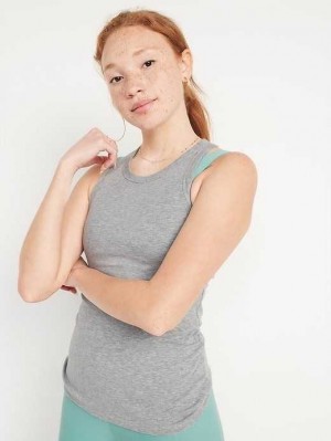 Old Navy UltraLite Rib-Knit Racerback Tank Top Lauftop Damen Grau | 7824QIJXB