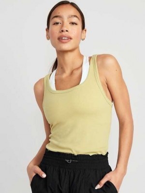 Old Navy UltraLite Rib-Knit Racerback Tank Top Lauftop Damen Washed Celadon | 8039QKZRJ