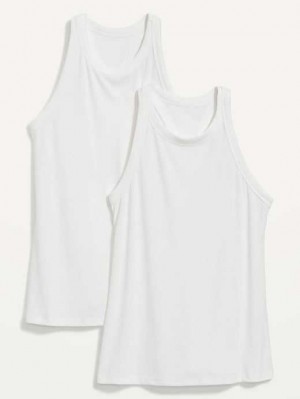 Old Navy UltraLite Rib-Knit Racerback Tank Top 2-Pack Lauftop Damen Weiß | 8946IGNMS