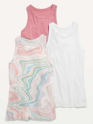 Old Navy UltraLite Rib-Knit Racerback Tank Top 3-Pack Lauftop Damen Mehrfarbig | 9157IDUQH