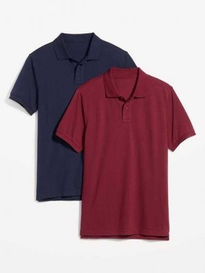 Old Navy Uniform Pique Polo 2-Pack Polo Shirts Herren Rot | 6419ASZKM