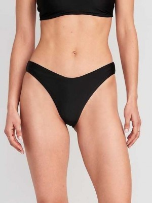 Old Navy V-Front French-Cut Bikini Swim Bottoms Badeanzüge Damen Schwarz | 0271JKQAH