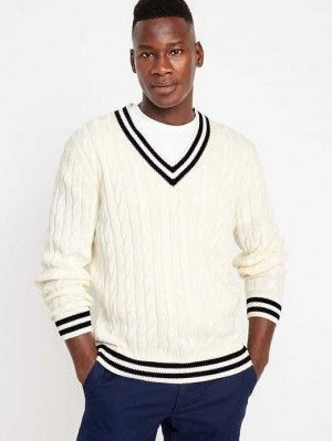 Old Navy V-Neck Cable-Knit Pullover Pullover Pullover Herren Hellblau | 8345BGYNP