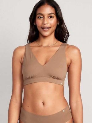 Old Navy V-Neck No-Show Bralette Top BHs Damen Cocoa Fawn | 8579RCTZJ