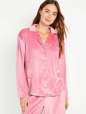 Old Navy Velour Pajama Shirt Pyjama Damen Rosa Gold | 2685BKTZF