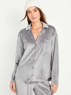 Old Navy Velour Pajama Shirt Pyjama Damen Cinder Smoke | 6209JNDGP