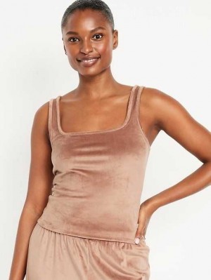 Old Navy Velour Pajama Tank Top Pyjama Damen Cocoa Fawn | 0217IKRWA