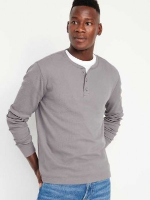 Old Navy Waffle-Knit Henley T-Shirt T-shirts Herren Silber | 2937HFXQA