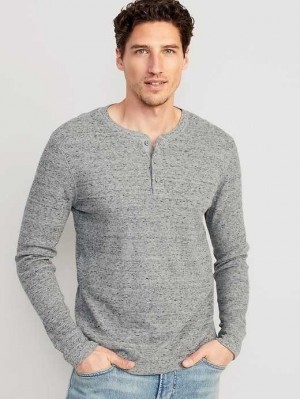 Old Navy Waffle-Knit Henley T-Shirt T-shirts Herren Grau | 3827DBKZR
