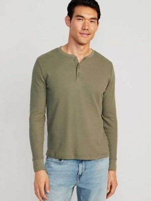 Old Navy Waffle-Knit Henley T-Shirt T-shirts Herren Grau | 5019RTYFW