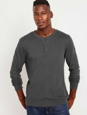 Old Navy Waffle-Knit Henley T-Shirt T-shirts Herren Panther | 6713RMOQI