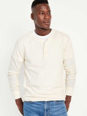 Old Navy Waffle-Knit Henley T-Shirt T-shirts Herren Creme De La Creme | 9163ODEHS