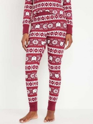 Old Navy Waffle-Knit Pajama Leggings Pyjama Damen Rot | 6317WFLKT