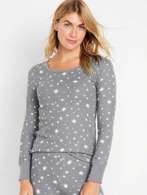 Old Navy Waffle-Knit Pajama Top Pyjama Damen Grau | 0279GBEQZ