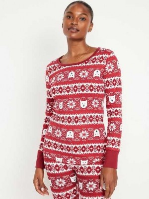 Old Navy Waffle-Knit Pajama Top Pyjama Damen Rot | 3025GZYSC