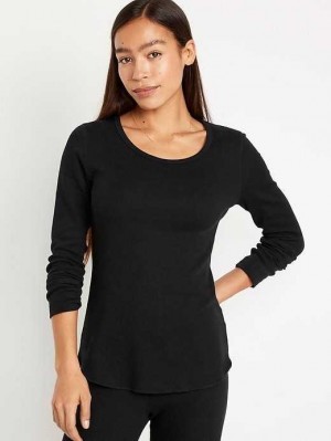 Old Navy Waffle-Knit Pajama Top Pyjama Damen Schwarz | 3804UXZDE